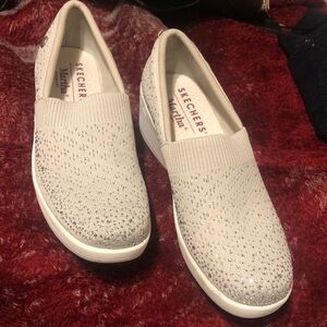 Skechers Women's Martha Stewart Sparkling Cream Slip-On Sneakers